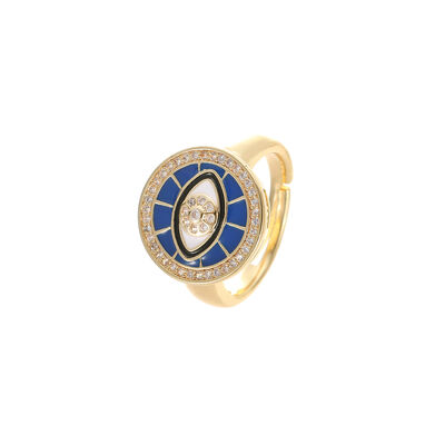 quality 14K Gold Plated Jewelry Dainty CZ Micro Pave Cubic Zirconia Adjustable Ring Women factory
