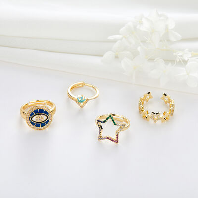 quality 14K Gold Plated Jewelry Dainty CZ Micro Pave Cubic Zirconia Adjustable Ring Women factory