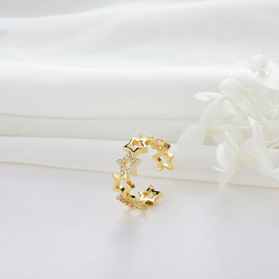 quality 14K Gold Plated Jewelry Dainty CZ Micro Pave Cubic Zirconia Adjustable Ring Women factory