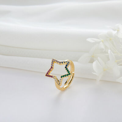 quality 14K Gold Plated Jewelry Dainty CZ Micro Pave Cubic Zirconia Adjustable Ring Women factory