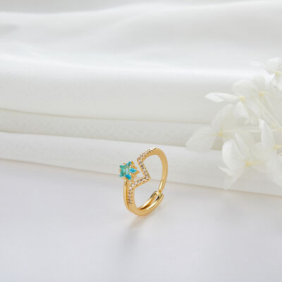 quality 14K Gold Plated Jewelry Dainty CZ Micro Pave Cubic Zirconia Adjustable Ring Women factory