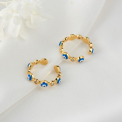 quality Fashion Jewelry 14K Gold Plated Evil Eye Enamel Ring for Women Adjustable Turkish Evil Eyes Rings factory