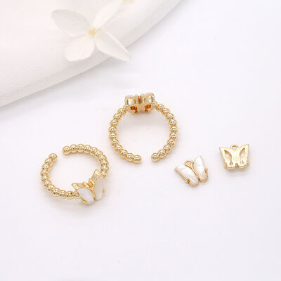 quality Trendy Design 14K Gold Plated Butterfly Shape Open Adjustable Ring Diy Jewelry Butterfly Charm Accessories factory