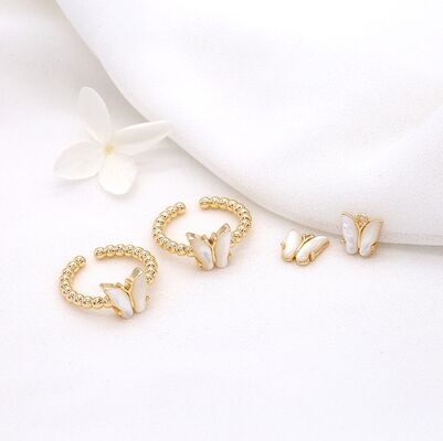 quality Trendy Design 14K Gold Plated Butterfly Shape Open Adjustable Ring Diy Jewelry Butterfly Charm Accessories factory