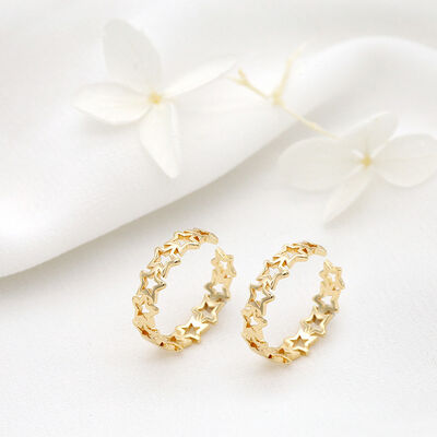 quality 14K Gold Plated Star Shape Open Adjustable Ring Fashion Connection Star Shaped Women's Ring factory