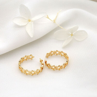 quality 14K Gold Plated Star Shape Open Adjustable Ring Fashion Connection Star Shaped Women's Ring factory