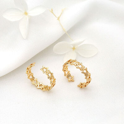 quality 14K Gold Plated Star Shape Open Adjustable Ring Fashion Connection Star Shaped Women's Ring factory