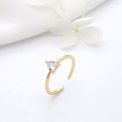 quality Fashionable Design 14K Gold Plated Zircon Heart Shaped Ppen Adjustable Ring Simple Ring Jewelry factory