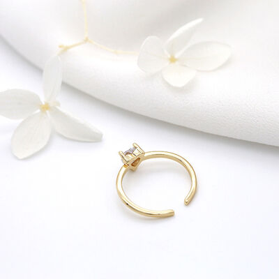 quality Fashionable Design 14K Gold Plated Zircon Heart Shaped Ppen Adjustable Ring Simple Ring Jewelry factory