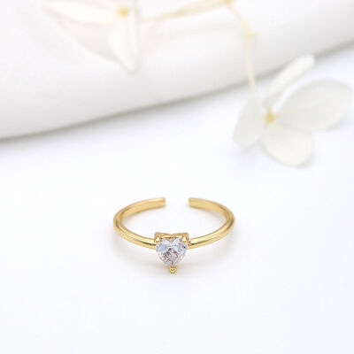 quality Fashionable Design 14K Gold Plated Zircon Heart Shaped Ppen Adjustable Ring Simple Ring Jewelry factory