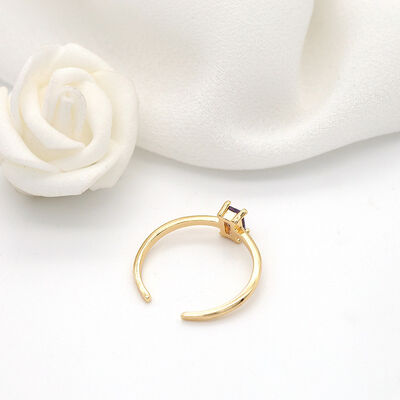 quality Wholesale 14K Gold Plated Rectangle Shape Inlaid Purple Zircon Open Adjustable Jewelry Ring factory