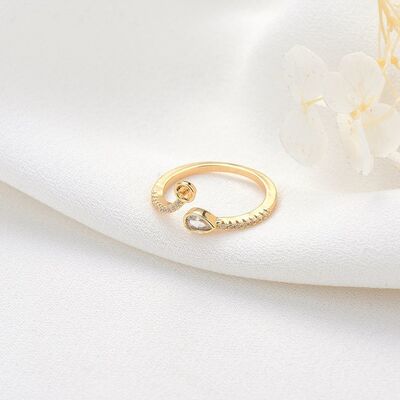 quality Wholesale 14K Gold Plated Inlaid Red White Zircon Can Match Pearls Open Adjustable Ring for Women factory