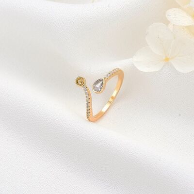 quality Wholesale 14K Gold Plated Inlaid Red White Zircon Can Match Pearls Open Adjustable Ring for Women factory