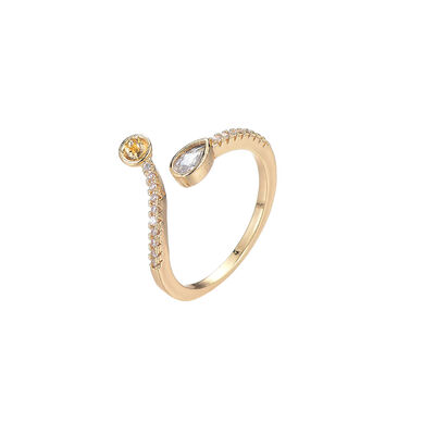 quality Wholesale 14K Gold Plated Inlaid Red White Zircon Can Match Pearls Open Adjustable Ring for Women factory