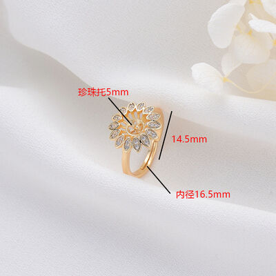 quality Factory Wholesale 14K Gold Plated Can Match Pearls Butterfly Flower Shape Ring factory