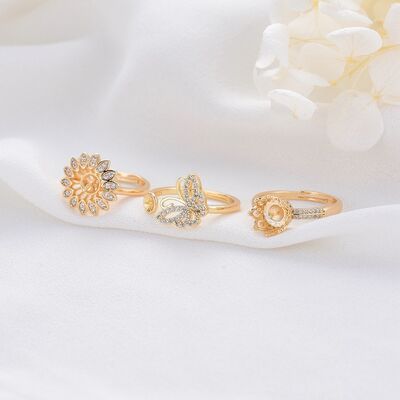 quality Factory Wholesale 14K Gold Plated Can Match Pearls Butterfly Flower Shape Ring factory