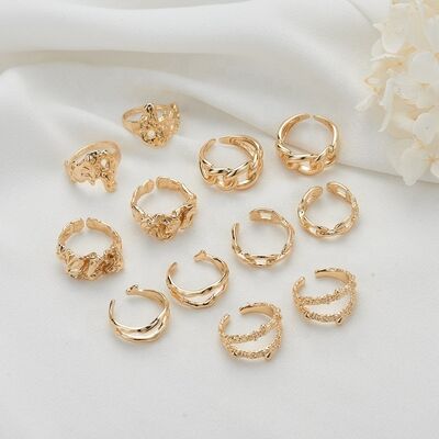 quality Brass Simple Design 14K Gold Plated Multi Shape Adjustable Ring factory