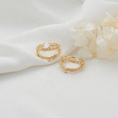 quality Brass Simple Design 14K Gold Plated Multi Shape Adjustable Ring factory