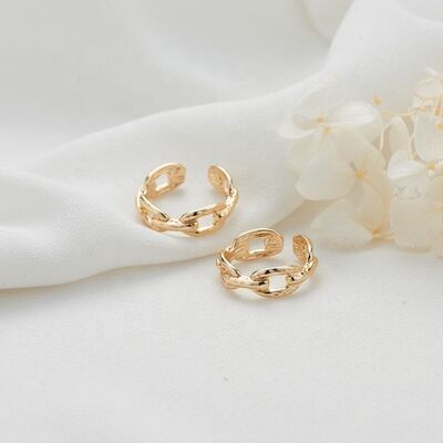 quality Brass Simple Design 14K Gold Plated Multi Shape Adjustable Ring factory