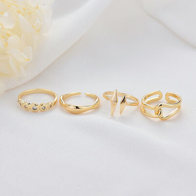 quality Fashion Simple Design 14K Gold Plated Inlaid Zircon Multi Shape Closed Ring Adjustable Jewelry Ring factory