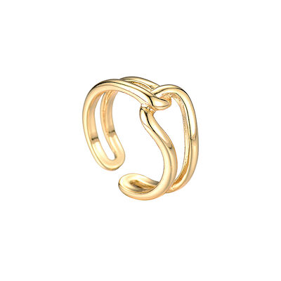 quality Fashion Simple Design 14K Gold Plated Inlaid Zircon Multi Shape Closed Ring Adjustable Jewelry Ring factory