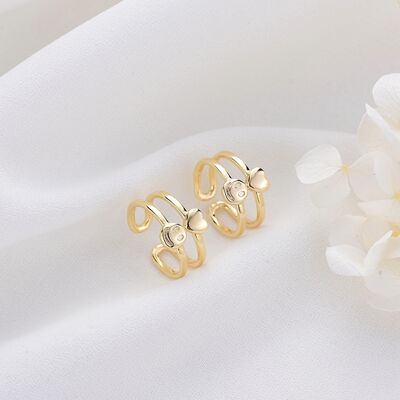 quality Simple Design 14K Gold Plated Smile Face Heart Shape Open Adjustable Ring factory