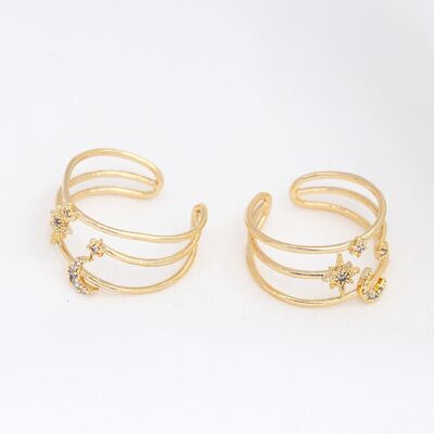 quality Fashion Design 14K Gold Plated Jewelry Ring Inlaid With Zircon Star Moon Open Adjustable Women's Ring factory