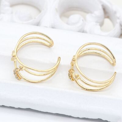 quality Fashion Design 14K Gold Plated Jewelry Ring Inlaid With Zircon Star Moon Open Adjustable Women's Ring factory