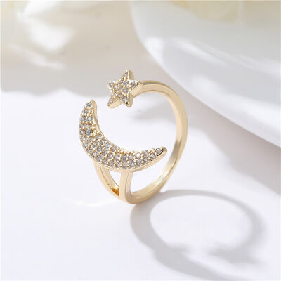quality Jiexing Trendy Finger Rings 14K Gold Plated Adjustable Fashion OL Color Zirconia Minimalist Love Belt Opening Ring factory