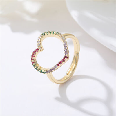 quality Jiexing Trendy Finger Rings 14K Gold Plated Adjustable Fashion OL Color Zirconia Minimalist Love Belt Opening Ring factory