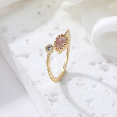 quality Jiexing Trendy Finger Rings 14K Gold Plated Adjustable Fashion OL Color Zirconia Minimalist Love Belt Opening Ring factory
