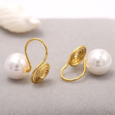 quality Customized Gold-plated Pearl Earrings Jewelry Accessories Inlaid With Pearl Anti-mosquito Ear Clip Earrings Accessories factory