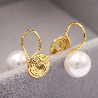 quality Customized Gold-plated Pearl Earrings Jewelry Accessories Inlaid With Pearl Anti-mosquito Ear Clip Earrings Accessories factory