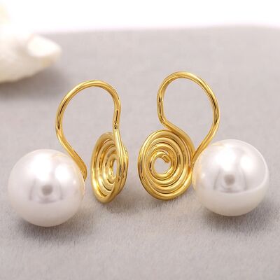 quality Customized Gold-plated Pearl Earrings Jewelry Accessories Inlaid With Pearl Anti-mosquito Ear Clip Earrings Accessories factory