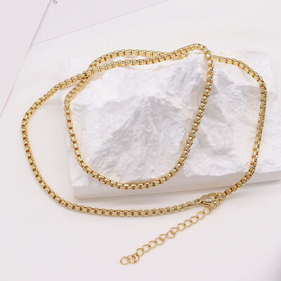 quality DIY Fashion Wholesale Brass Necklace Simple Box Chain Hip Hop Personality Snake Bone Jewelry Accessories Chains factory
