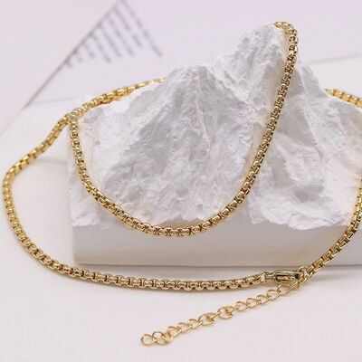 quality DIY Fashion Wholesale Brass Necklace Simple Box Chain Hip Hop Personality Snake Bone Jewelry Accessories Chains factory