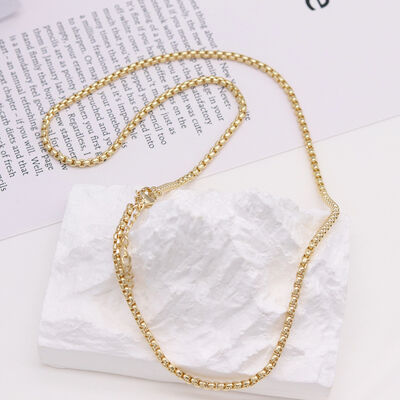 quality DIY Fashion Wholesale Brass Necklace Simple Box Chain Hip Hop Personality Snake Bone Jewelry Accessories Chains factory