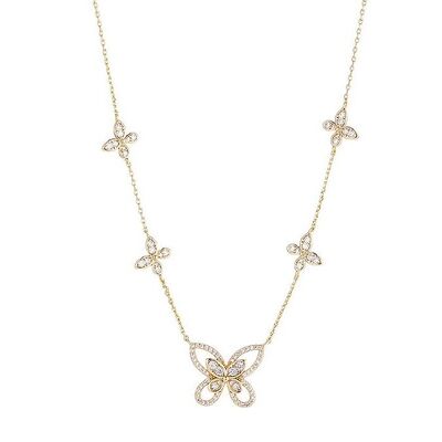quality Hot Selling Fashion Gold Plated European American Light Luxury Butterfly Inlaid Diamond Pendant Necklace Zircon Collarbone Chain factory