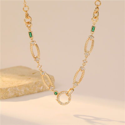 quality Fashionable Green Zircon Connecting Buckle Necklace Irregular Splicing Necklace Women's Necklace factory