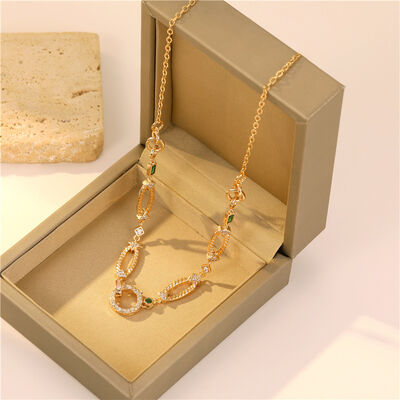 quality Fashionable Green Zircon Connecting Buckle Necklace Irregular Splicing Necklace Women's Necklace factory