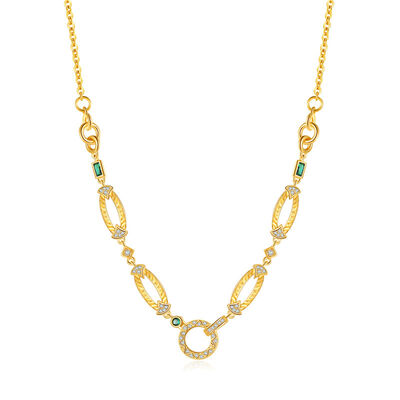 quality Fashionable Green Zircon Connecting Buckle Necklace Irregular Splicing Necklace Women's Necklace factory