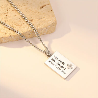 quality Fashionable Stainless Steel Jewelry Necklace Engraved Letters Charm Stainless Steel Necklace Couple Gift Tag Cuban Chain factory