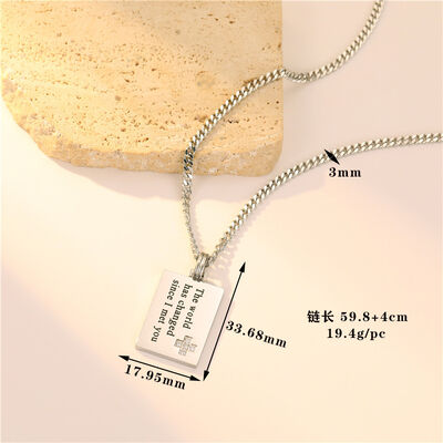quality Fashionable Stainless Steel Jewelry Necklace Engraved Letters Charm Stainless Steel Necklace Couple Gift Tag Cuban Chain factory