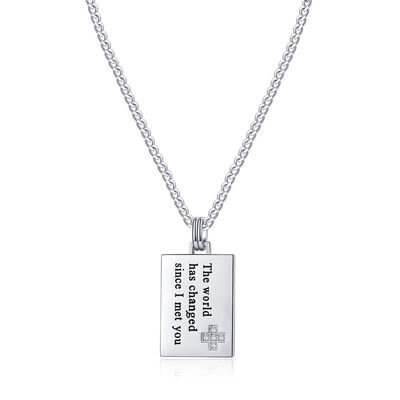 quality Fashionable Stainless Steel Jewelry Necklace Engraved Letters Charm Stainless Steel Necklace Couple Gift Tag Cuban Chain factory