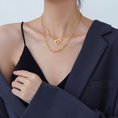 quality Factory Snake Bone Stainless Steel Chain Letter H Pendant Bow Necklace PVD Gold Plated Jewelry Necklace Tassel Design for Women factory