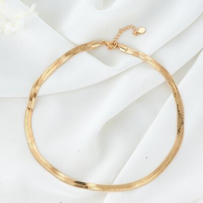 Quality Wholesale Trendy Brass 14K Gold Plated Flat Snake Bone Necklace Chains factory