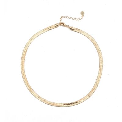 Quality Wholesale Trendy Brass 14K Gold Plated Flat Snake Bone Necklace Chains factory