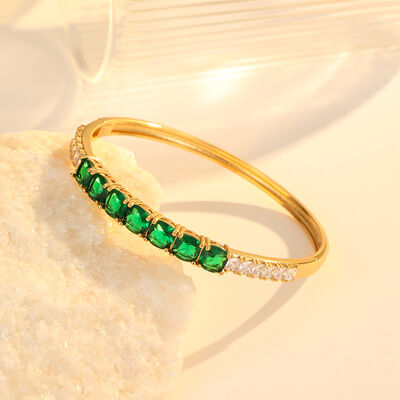 quality Fashion Jewelry Round Brass 18K Gold Plated Zircon Opened Bracelet factory