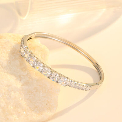 quality Fashion Jewelry Round Brass 18K Gold Plated Zircon Opened Bracelet factory