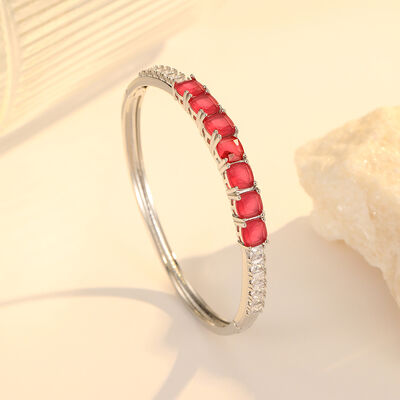 quality Fashion Jewelry Round Brass 18K Gold Plated Zircon Opened Bracelet factory